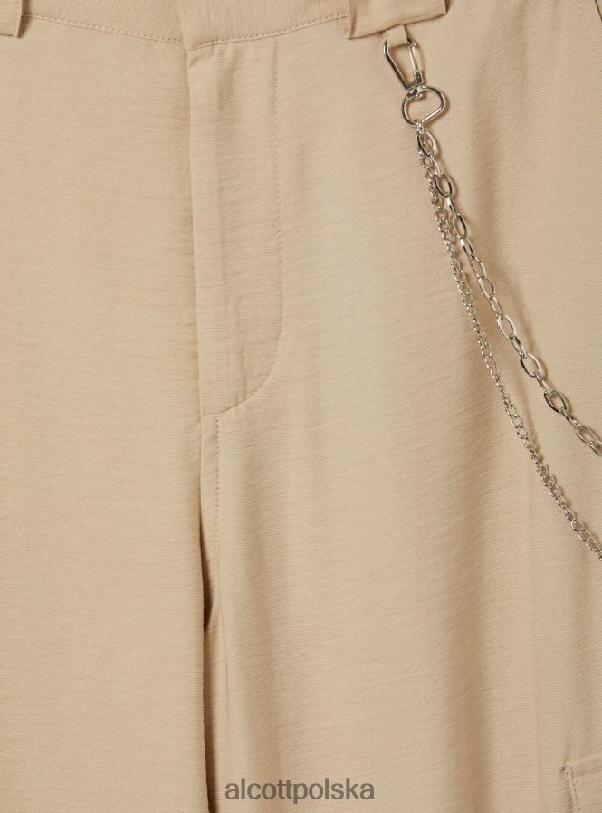 odzież Alcott Spodnie z łańcuszkami z mieszanki lnu bk1 czarny kobiety 2TXFF6248