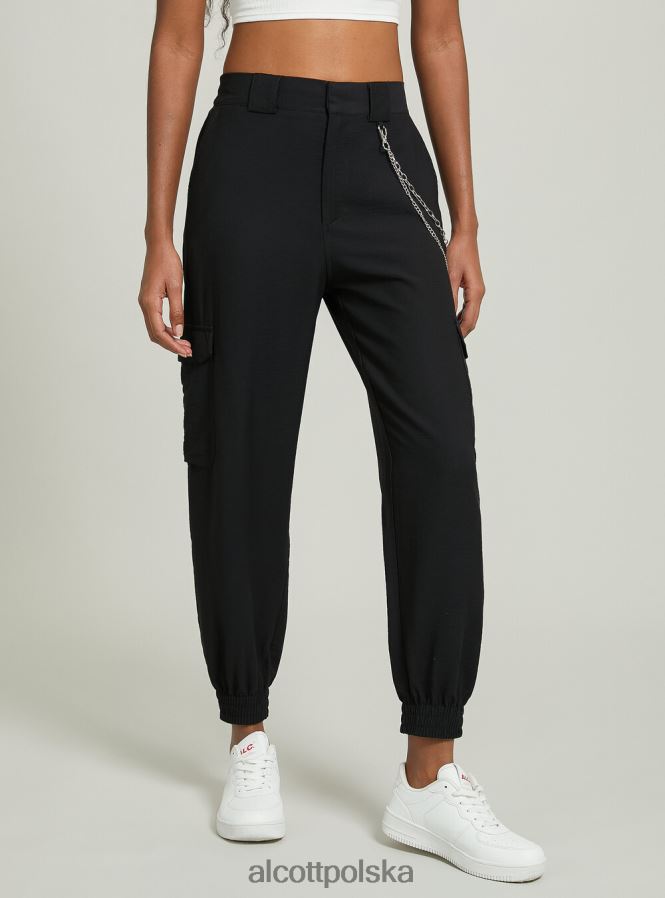 odzież Alcott Spodnie z łańcuszkami z mieszanki lnu bk1 czarny kobiety 2TXFF6359