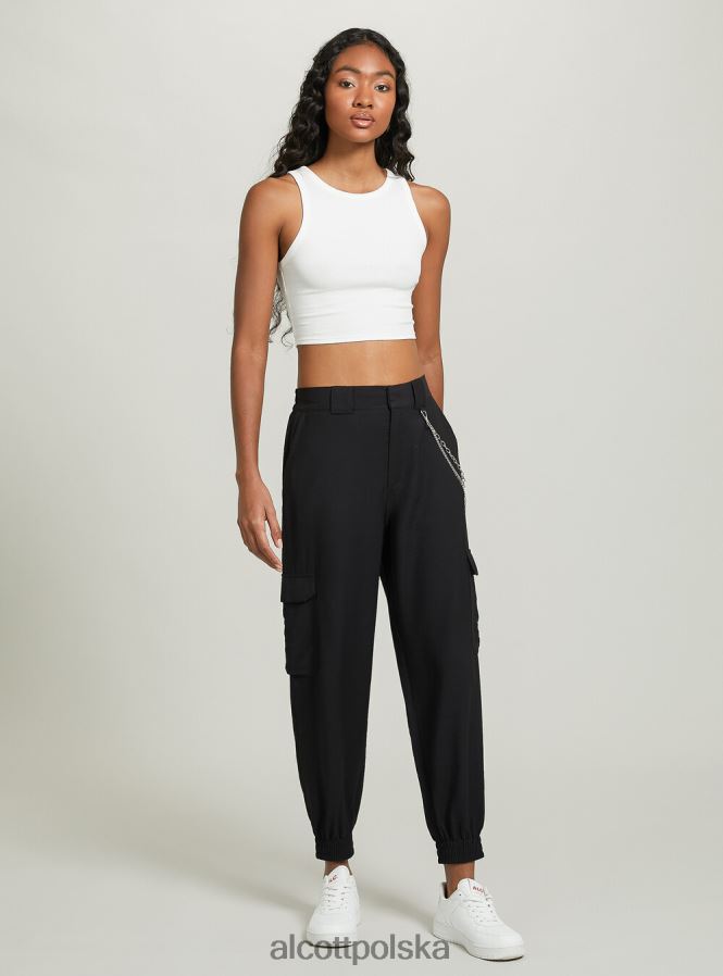odzież Alcott Spodnie z łańcuszkami z mieszanki lnu bk1 czarny kobiety 2TXFF6359