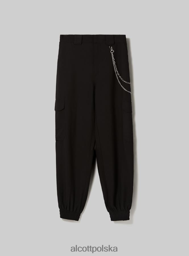 odzież Alcott Spodnie z łańcuszkami z mieszanki lnu bk1 czarny kobiety 2TXFF6359