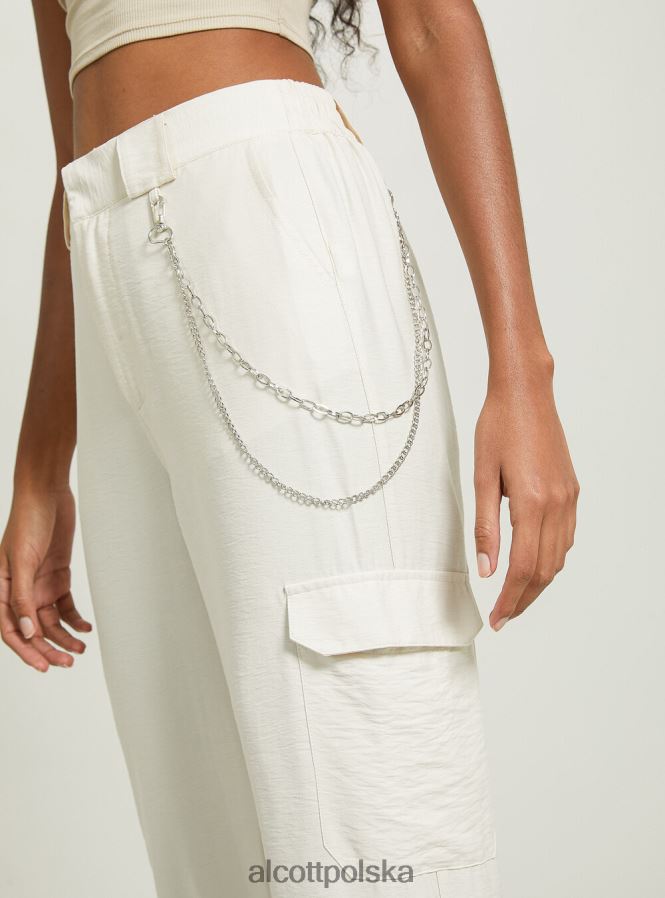 odzież Alcott Spodnie z łańcuszkami z mieszanki lnu bk1 czarny kobiety 2TXFF6419