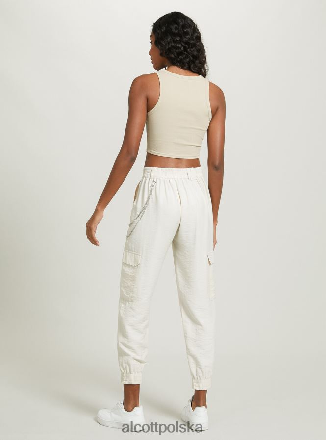 odzież Alcott Spodnie z łańcuszkami z mieszanki lnu bk1 czarny kobiety 2TXFF6419