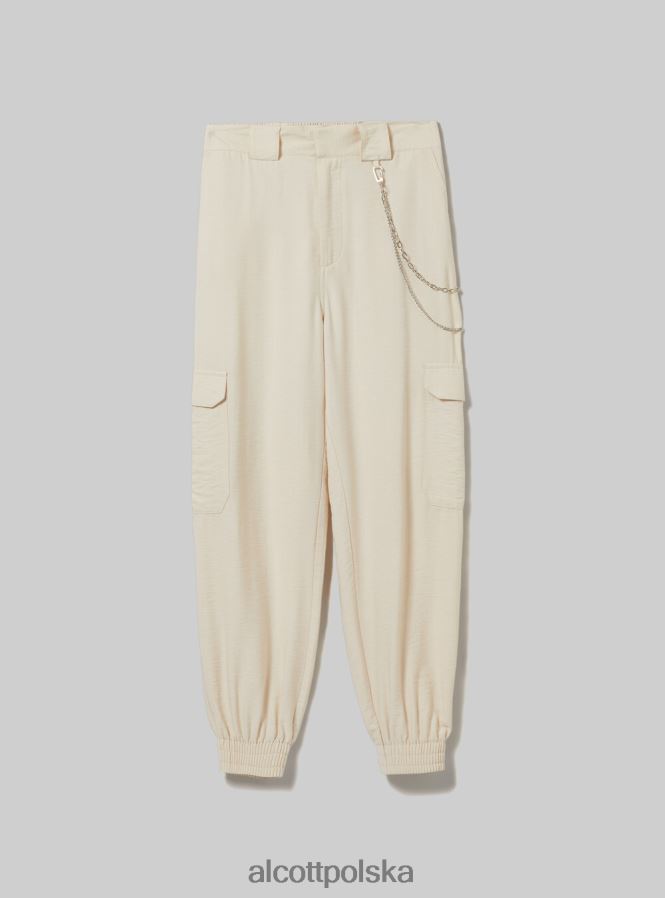 odzież Alcott Spodnie z łańcuszkami z mieszanki lnu bk1 czarny kobiety 2TXFF6419