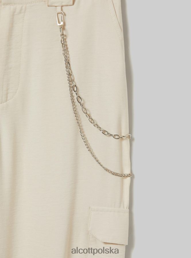 odzież Alcott Spodnie z łańcuszkami z mieszanki lnu bk1 czarny kobiety 2TXFF6419