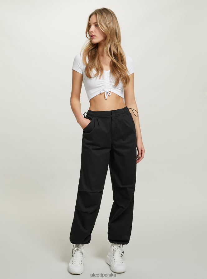 odzież Alcott bawełniane spodnie spadochronowe bk1 czarny kobiety 2TXFF6151