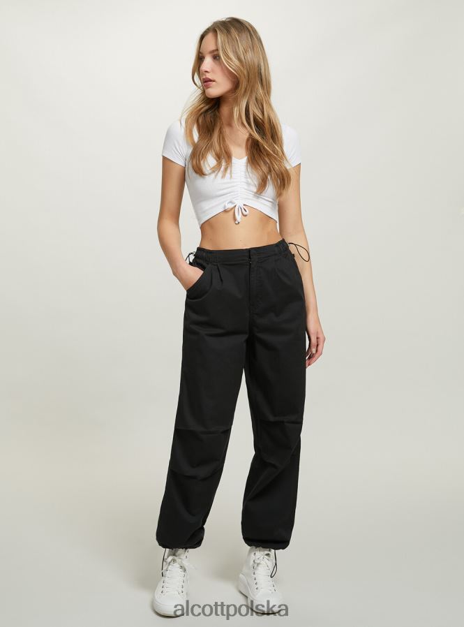 odzież Alcott bawełniane spodnie spadochronowe bk1 czarny kobiety 2TXFF6151
