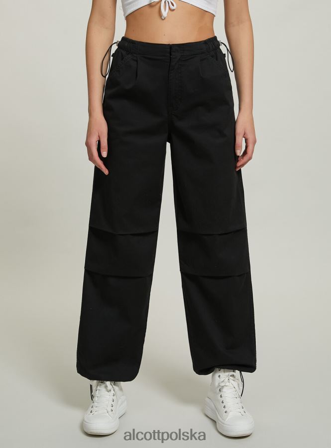 odzież Alcott bawełniane spodnie spadochronowe bk1 czarny kobiety 2TXFF6151