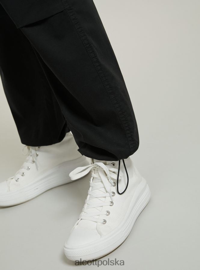 odzież Alcott bawełniane spodnie spadochronowe bk1 czarny kobiety 2TXFF6151