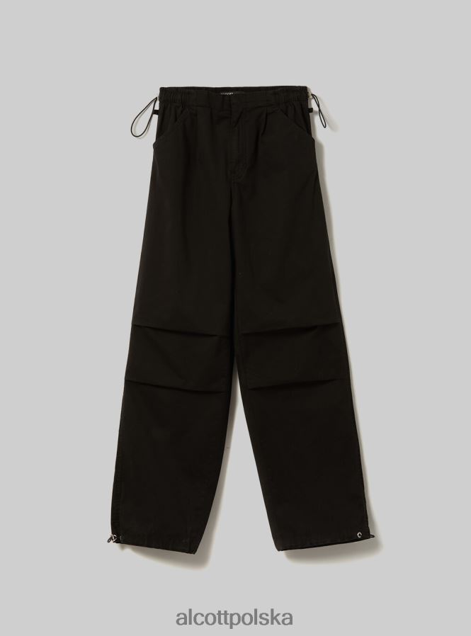 odzież Alcott bawełniane spodnie spadochronowe bk1 czarny kobiety 2TXFF6151