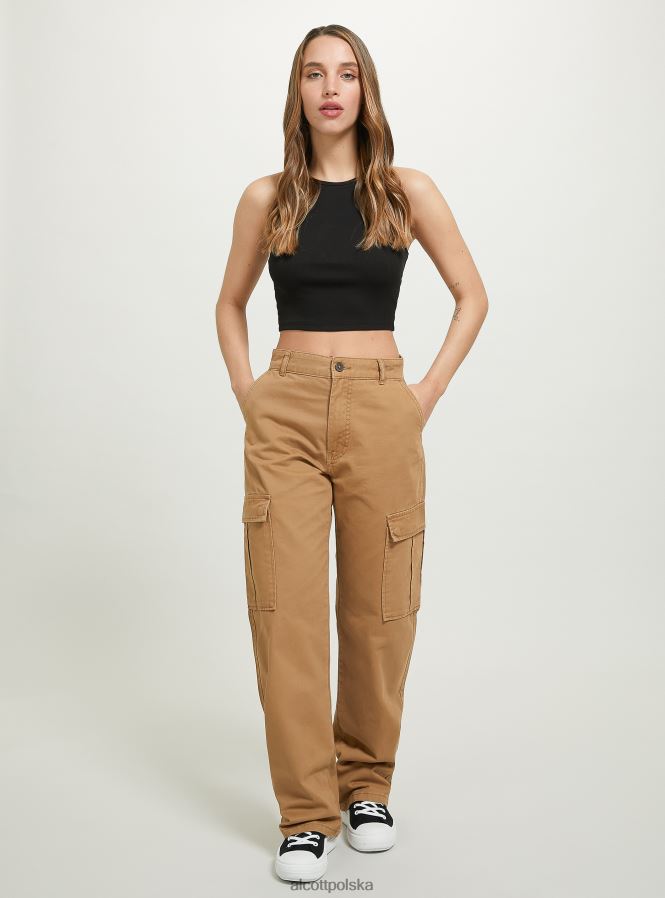 odzież Alcott pantalone cargo o diagonalnym splocie bk1 czarny kobiety 2TXFF693