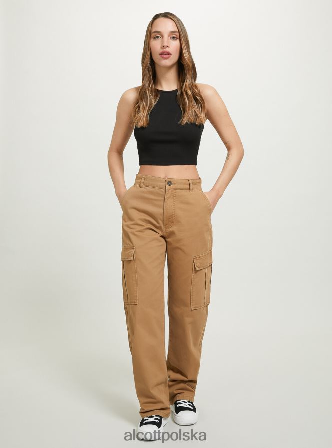 odzież Alcott pantalone cargo o diagonalnym splocie bk1 czarny kobiety 2TXFF693