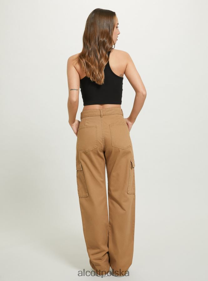 odzież Alcott pantalone cargo o diagonalnym splocie bk1 czarny kobiety 2TXFF693