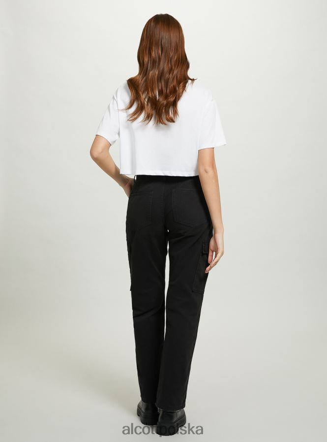 odzież Alcott pantalone cargo o diagonalnym splocie bk1 czarny kobiety 2TXFF697
