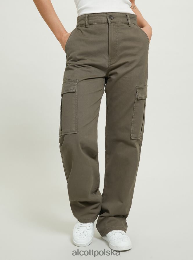 odzież Alcott pantalone cargo o diagonalnym splocie bk1 czarny kobiety 2TXFF699