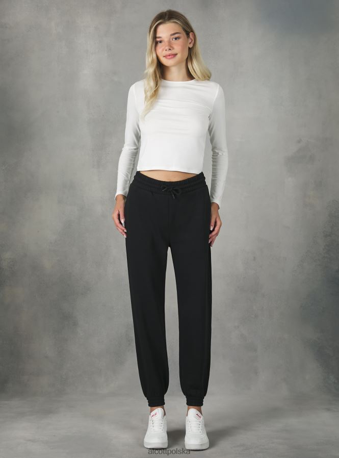 odzież Alcott pluszowe spodnie typu jogger bk1 czarny kobiety 2TXFF6477