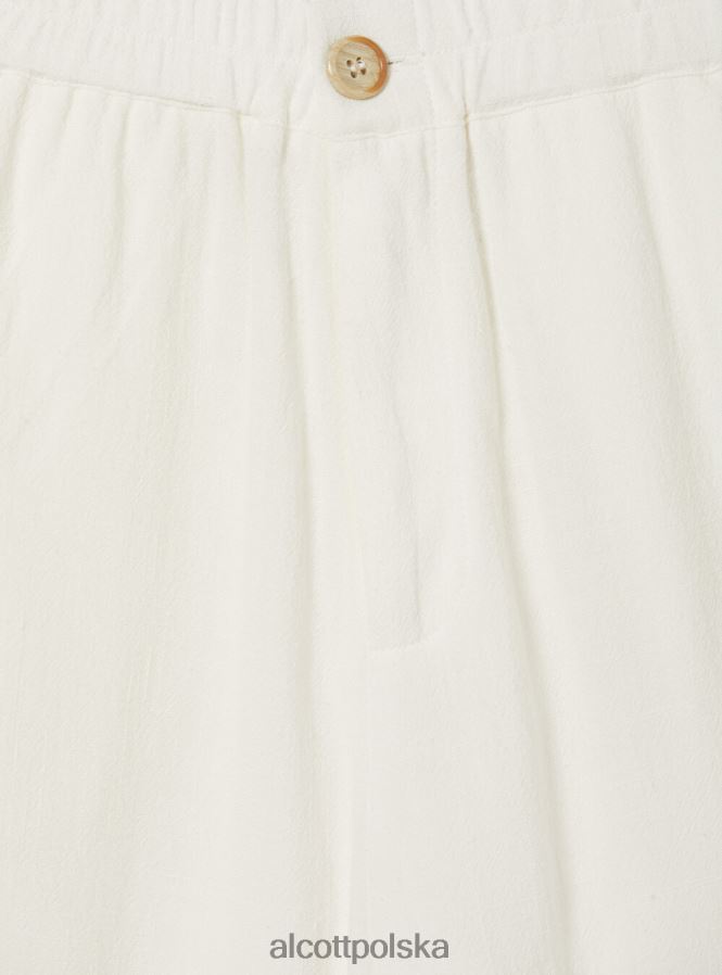 odzież Alcott spodnie kuloty z domieszką lnu wh2 biały kobiety 2TXFF618