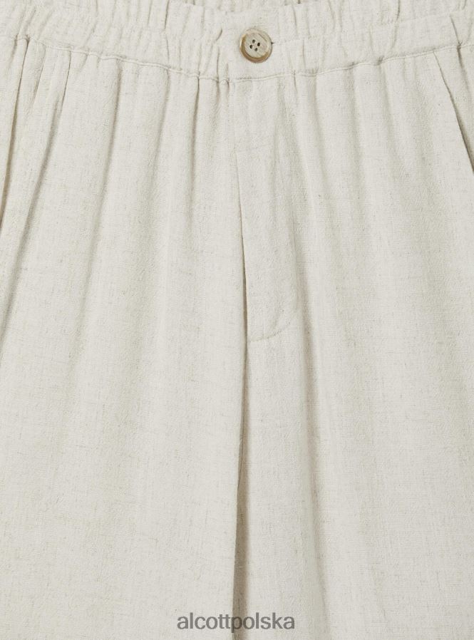 odzież Alcott spodnie kuloty z domieszką lnu wh2 biały kobiety 2TXFF6472
