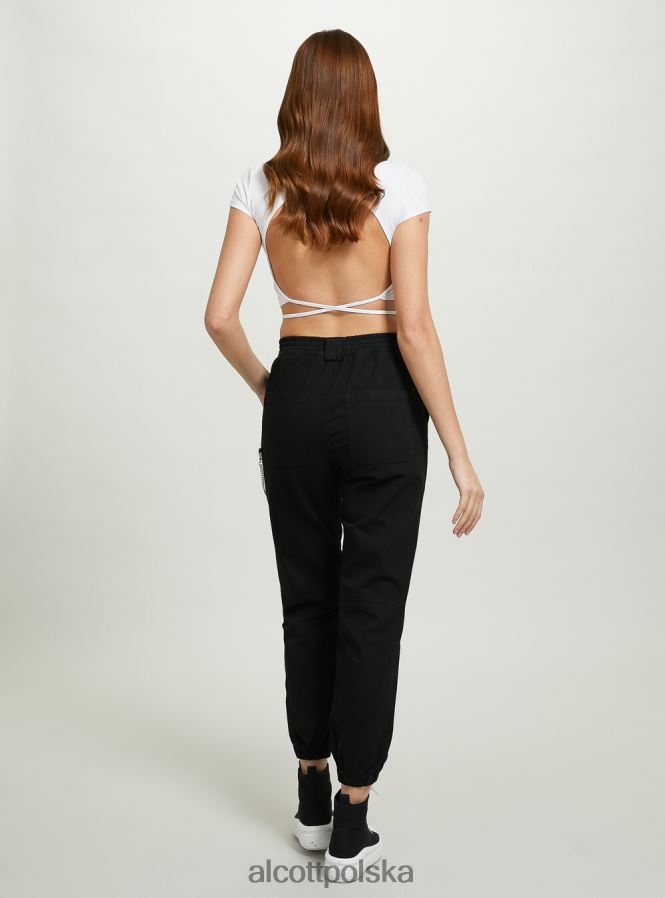 odzież Alcott spodnie typu jogger z łańcuszkiem bk1 czarny kobiety 2TXFF640