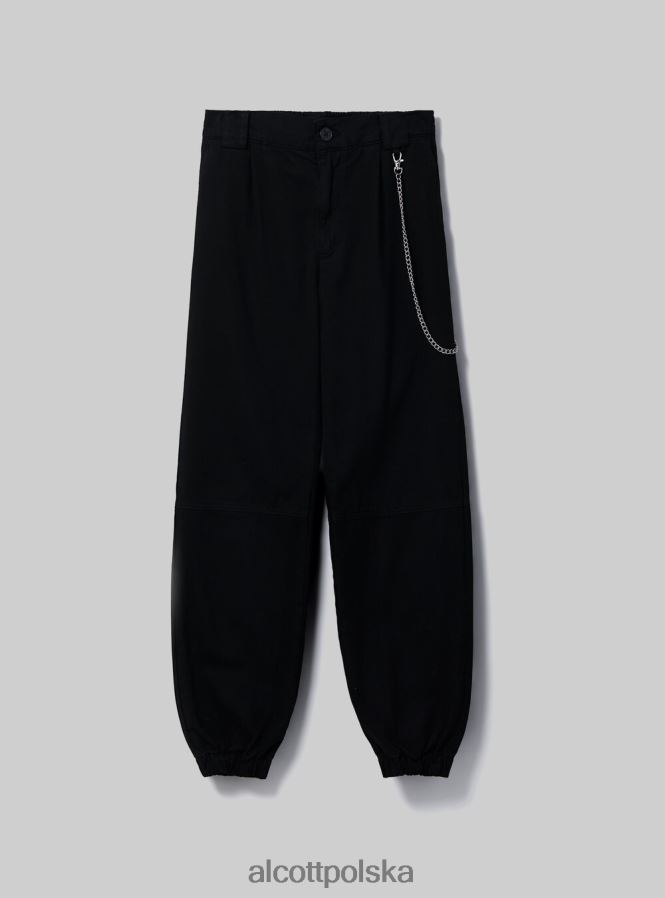 odzież Alcott spodnie typu jogger z łańcuszkiem bk1 czarny kobiety 2TXFF640
