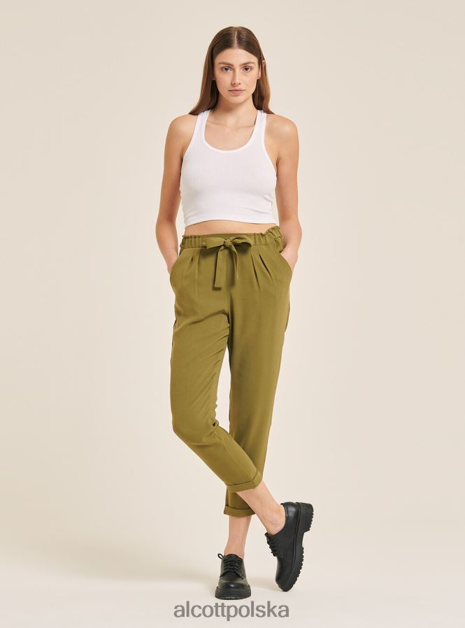 odzież Alcott spodnie typu jogger z paskiem biały kobiety 2TXFF6313