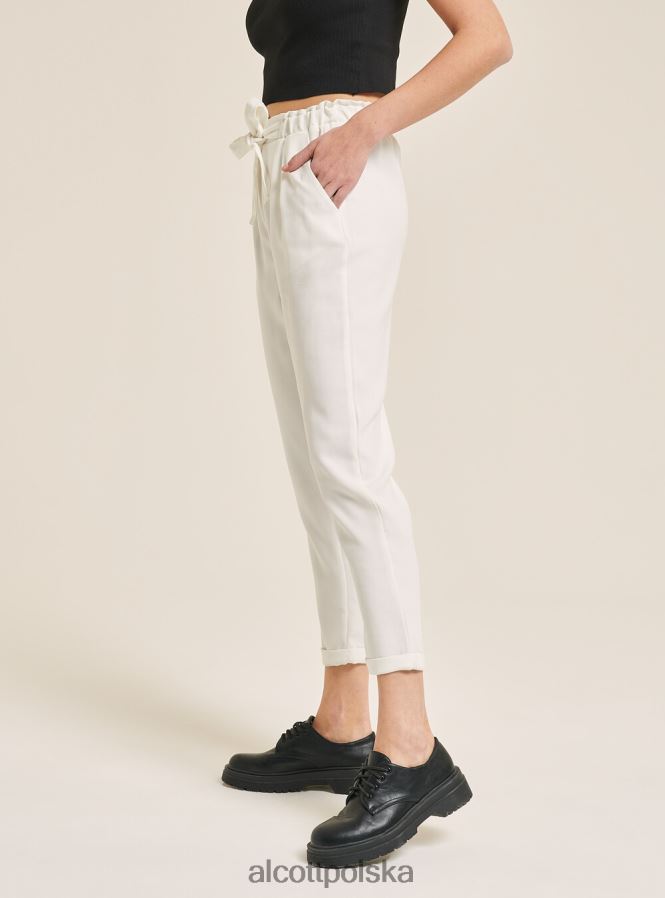 odzież Alcott spodnie typu jogger z paskiem biały kobiety 2TXFF694