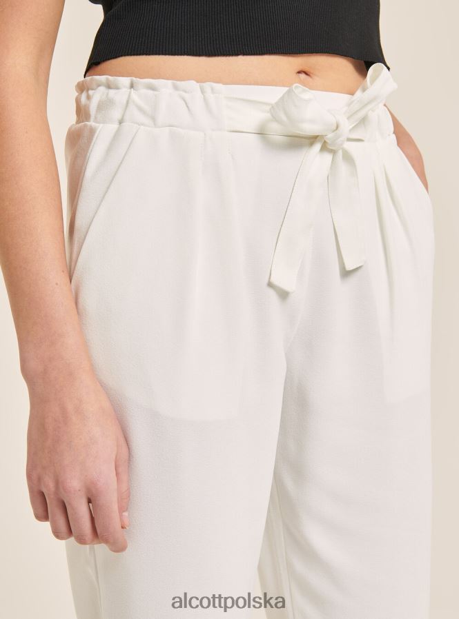 odzież Alcott spodnie typu jogger z paskiem biały kobiety 2TXFF694