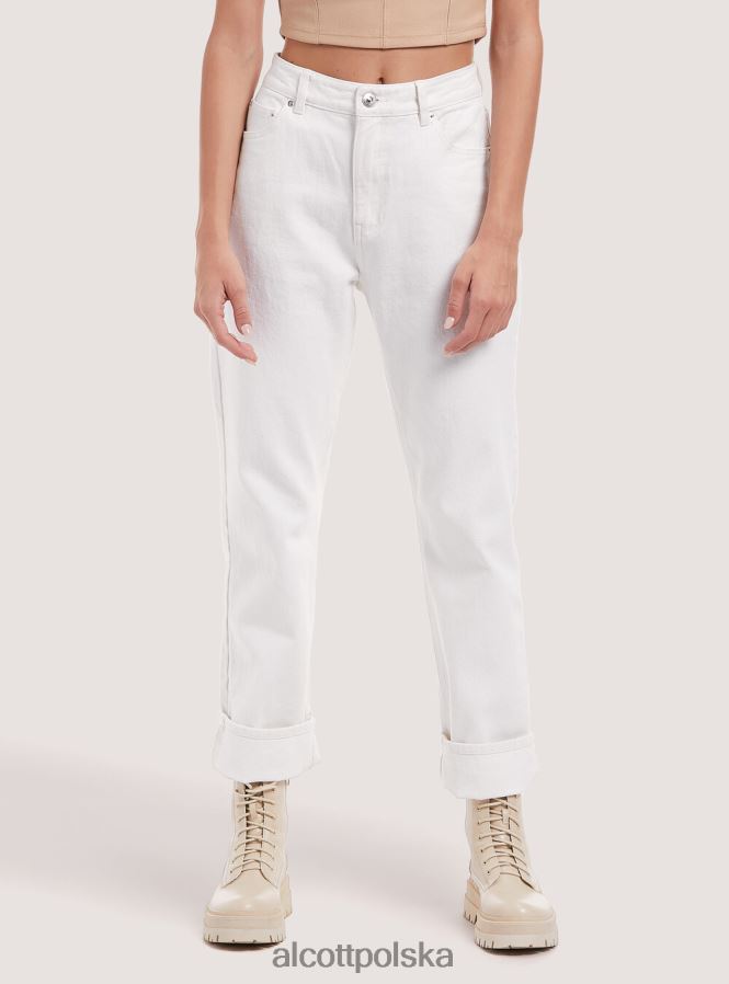 odzież Alcott spodnie z diagonalu o prostym kroju wh1 ecru kobiety 2TXFF6310