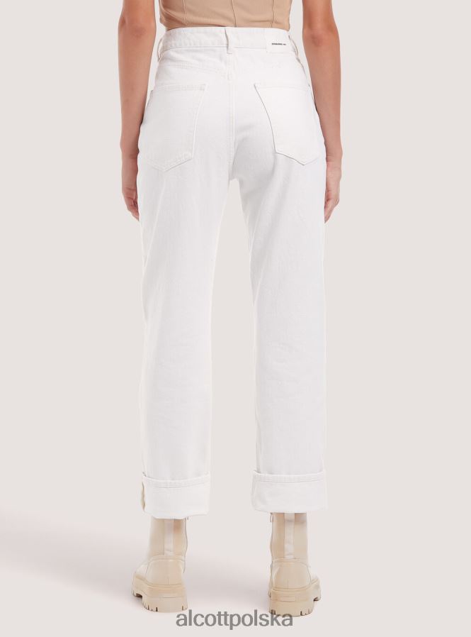 odzież Alcott spodnie z diagonalu o prostym kroju wh1 ecru kobiety 2TXFF6310