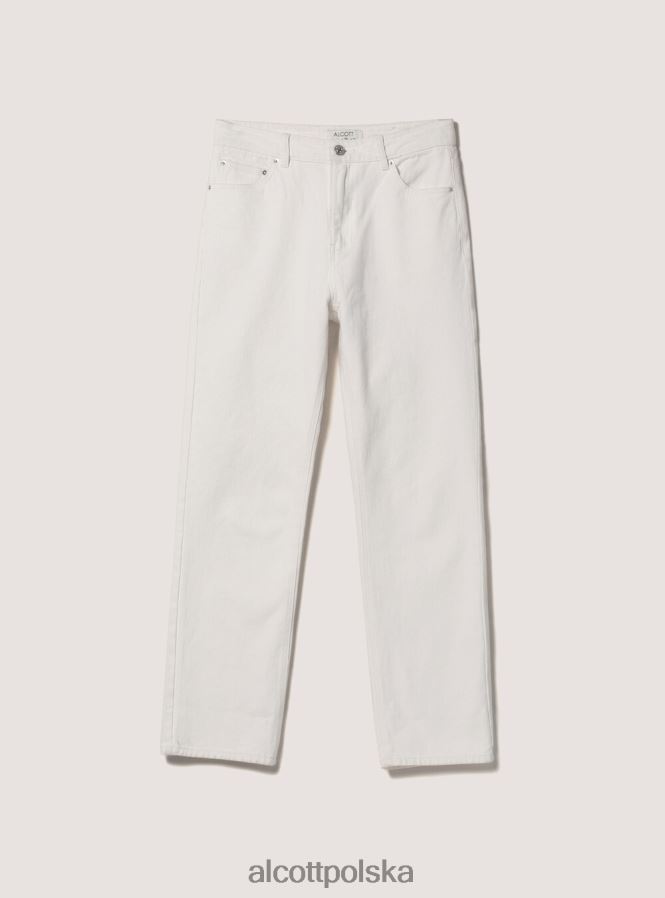odzież Alcott spodnie z diagonalu o prostym kroju wh1 ecru kobiety 2TXFF6310