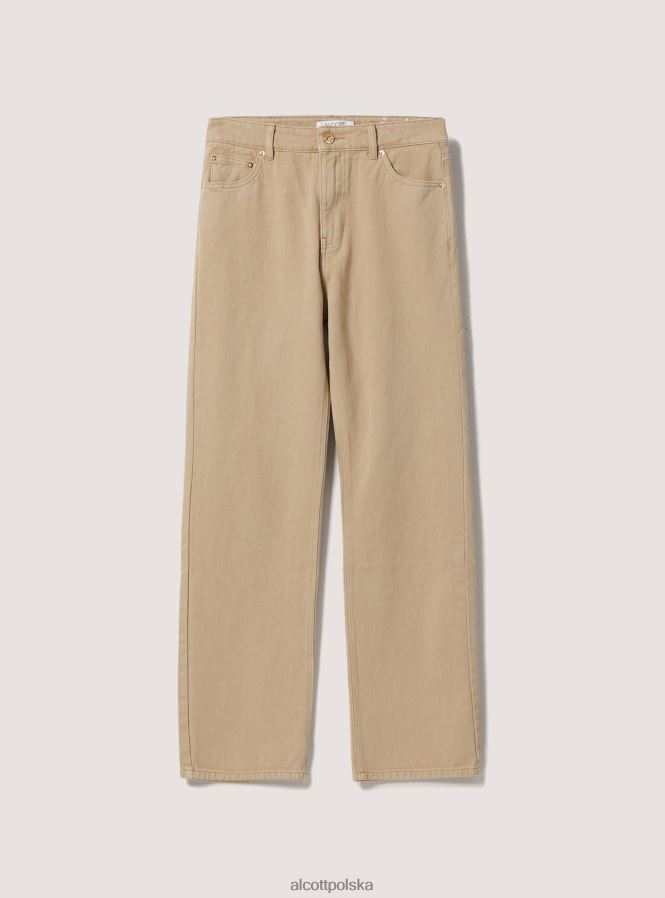 odzież Alcott spodnie z diagonalu o prostym kroju wh1 ecru kobiety 2TXFF6329