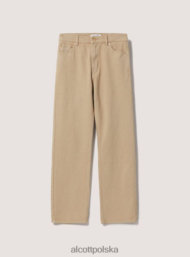 odzież Alcott spodnie z diagonalu o prostym kroju wh1 ecru kobiety 2TXFF6329