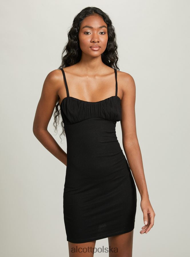 odzież Alcott prążkowana sukienka mini wh1 ecru kobiety 2TXFF6141