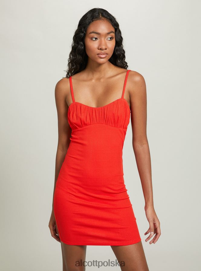 odzież Alcott prążkowana sukienka mini wh1 ecru kobiety 2TXFF6167