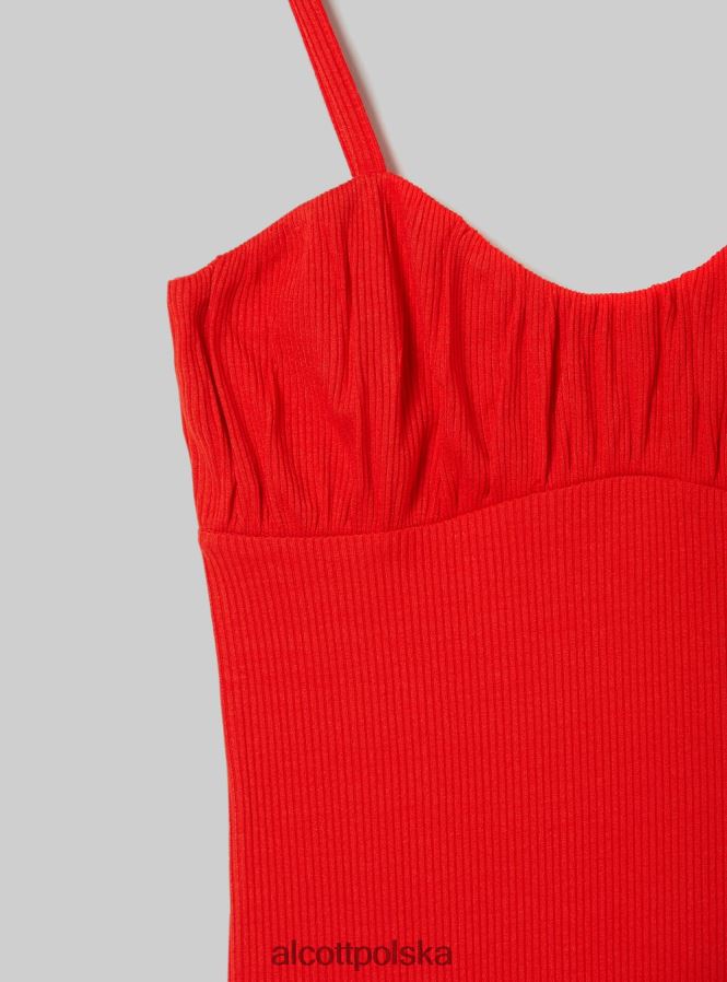 odzież Alcott prążkowana sukienka mini wh1 ecru kobiety 2TXFF6167