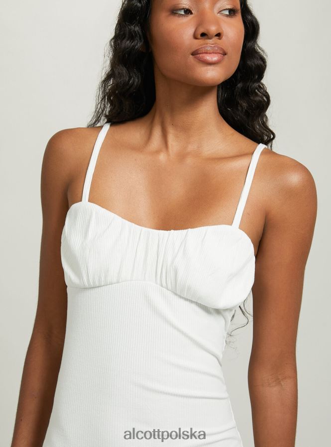 odzież Alcott prążkowana sukienka mini wh1 ecru kobiety 2TXFF6424