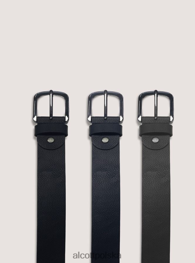 Akcesoria Alcott cintura basica effetto pelle bk1 czarny mężczyźni 2TXFF61209