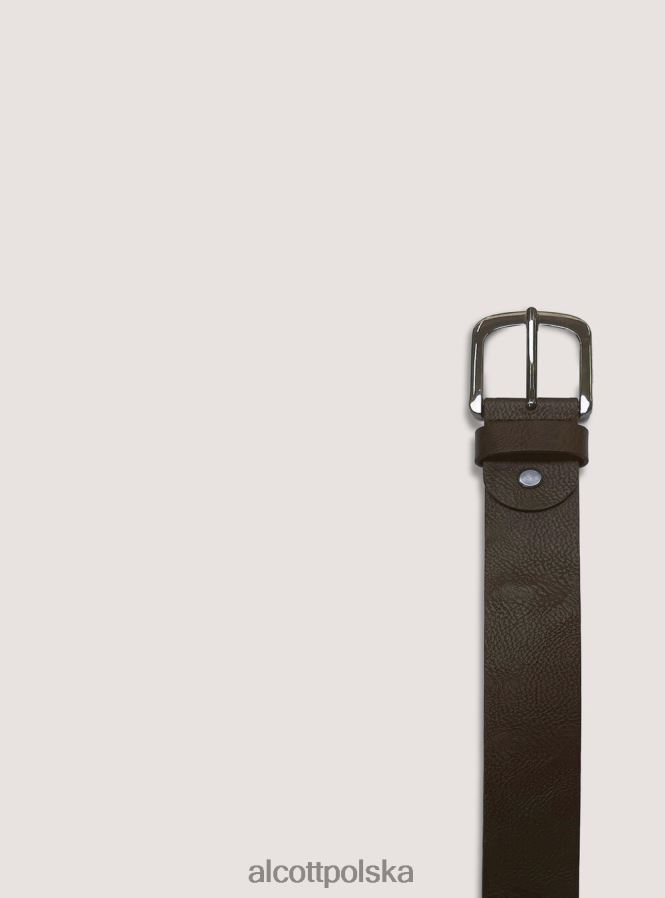 Akcesoria Alcott podstawowy pasek imitujący skórę br1 brązowy ciemny mężczyźni 2TXFF61010