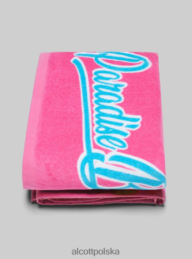 Akcesoria Alcott bawełniany ręcznik plażowy z nadrukiem fpk1 ciemnoróżowe fluo mężczyźni 2TXFF6316