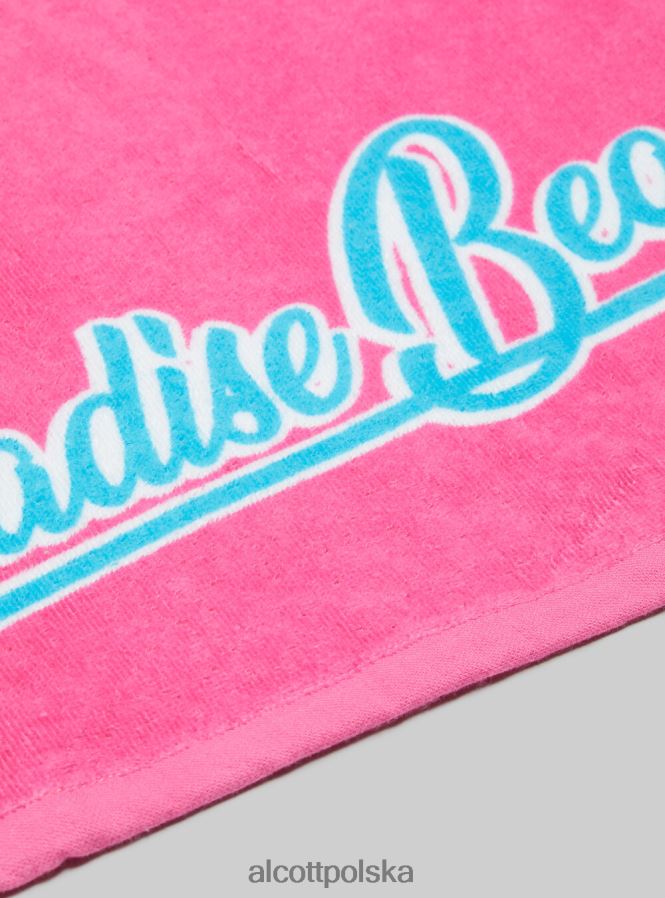 Akcesoria Alcott bawełniany ręcznik plażowy z nadrukiem fpk1 ciemnoróżowe fluo mężczyźni 2TXFF6316