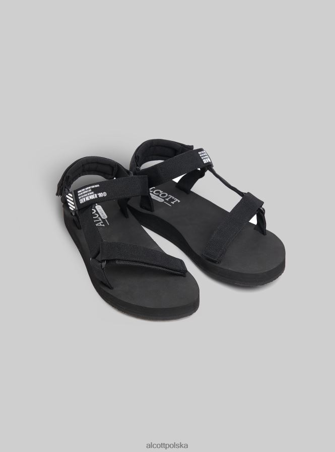 buty Alcott sandali w gomma con chiusura a strappo bk1 czarny mężczyźni 2TXFF61093
