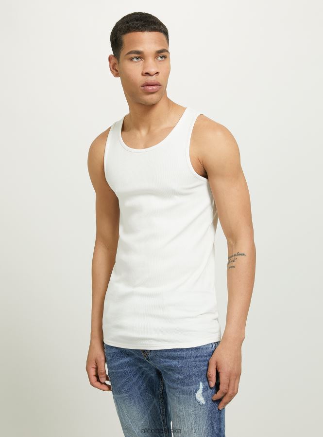 odzież Alcott canotta w żebrze w tinta unita wh1 ecru mężczyźni 2TXFF6595