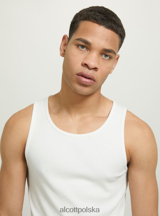 odzież Alcott canotta w żebrze w tinta unita wh1 ecru mężczyźni 2TXFF6595