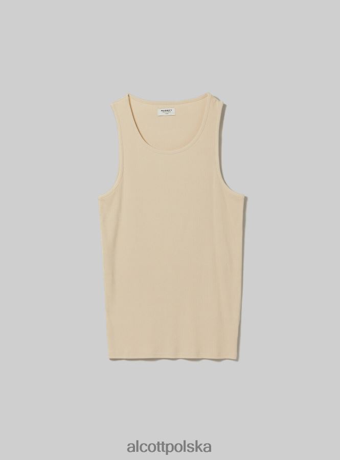 odzież Alcott canotta w żebrze w tinta unita wh1 ecru mężczyźni 2TXFF6627