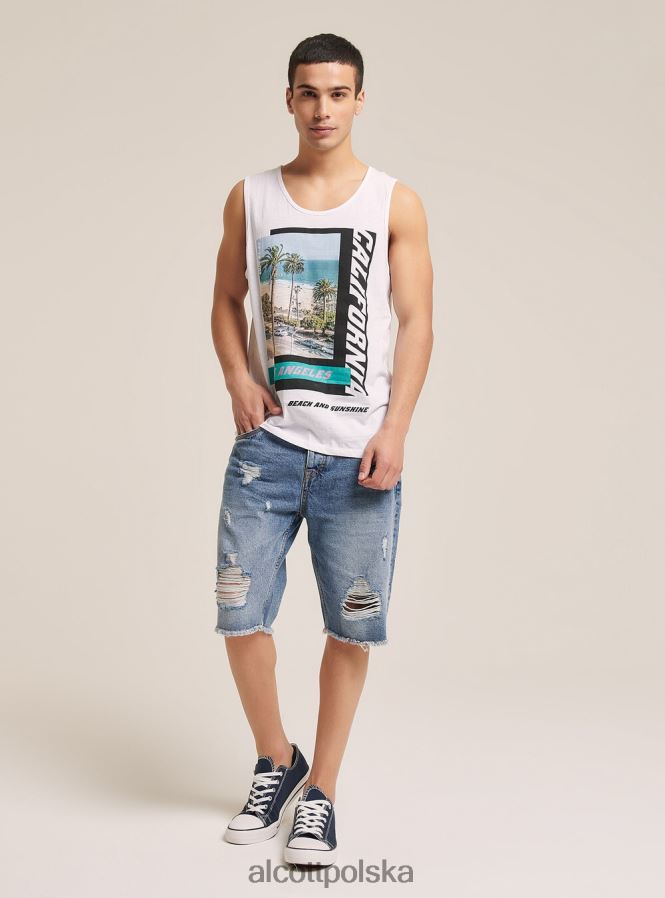 odzież Alcott koszulka z krótkim rękawem i nadrukiem biały mężczyźni 2TXFF6906