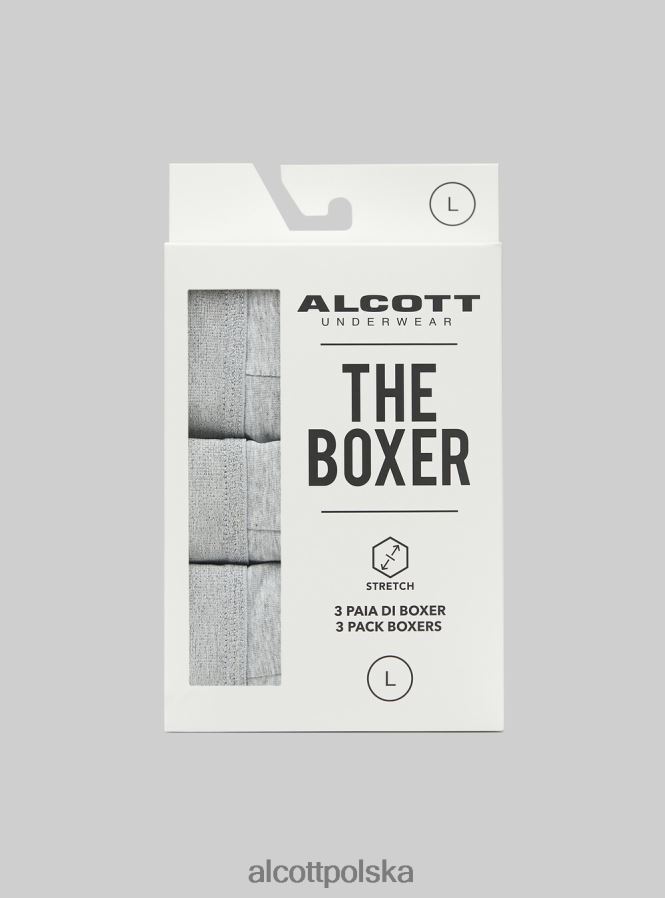 odzież Alcott zestaw 3 par bokserek z elastycznej bawełny bk1/mgy2/mgy1 mężczyźni 2TXFF61144