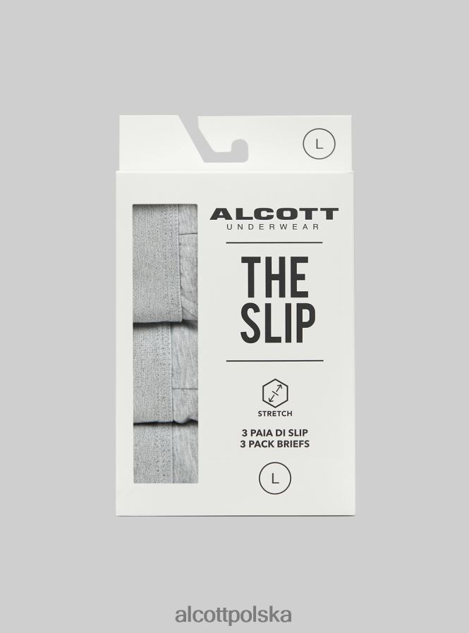 odzież Alcott zestaw 3 par fig bawełnianych ze stretchem bk1/mgy2/mgy1 mężczyźni 2TXFF61089