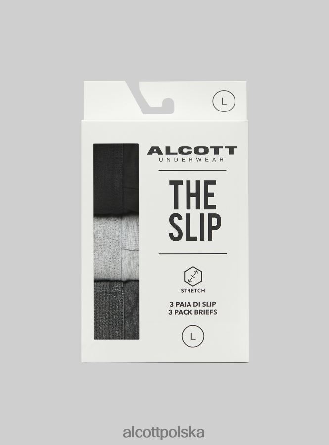 odzież Alcott zestaw 3 par fig bawełnianych ze stretchem bk1/mgy2/mgy1 mężczyźni 2TXFF61115