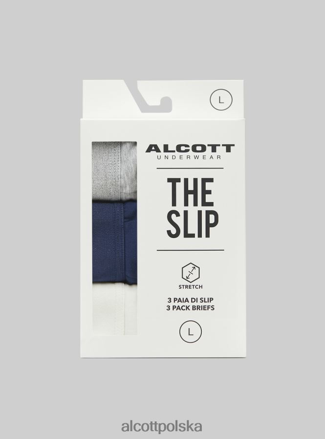 odzież Alcott zestaw 3 par fig bawełnianych ze stretchem bk1/mgy2/mgy1 mężczyźni 2TXFF61116