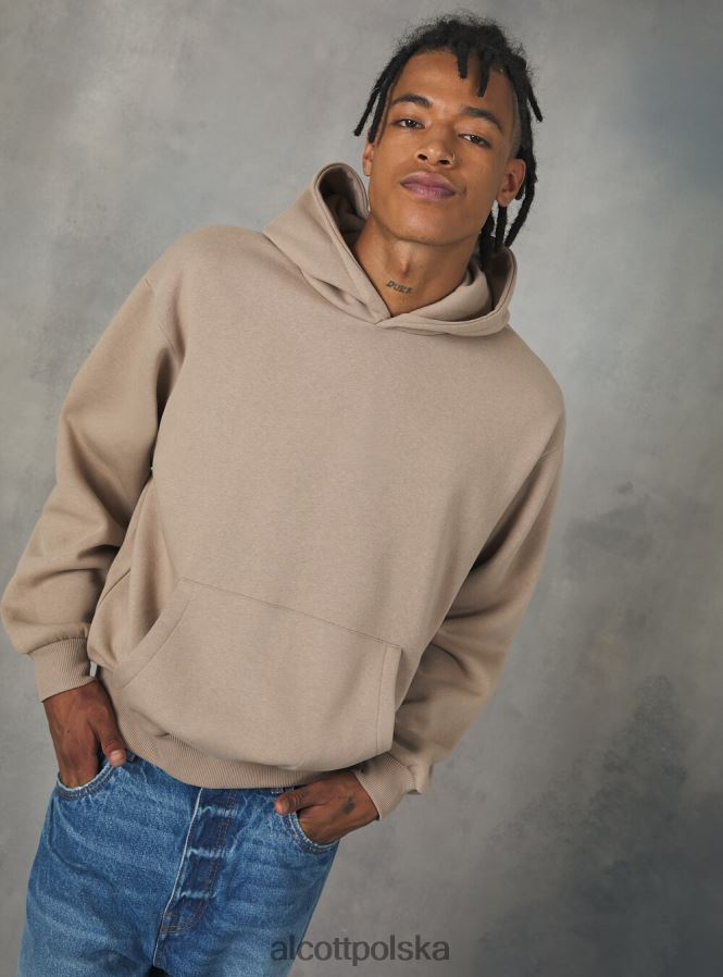 odzież Alcott Bluza z kapturem o pudełkowym kroju średni piasek sa2 mężczyźni 2TXFF61165