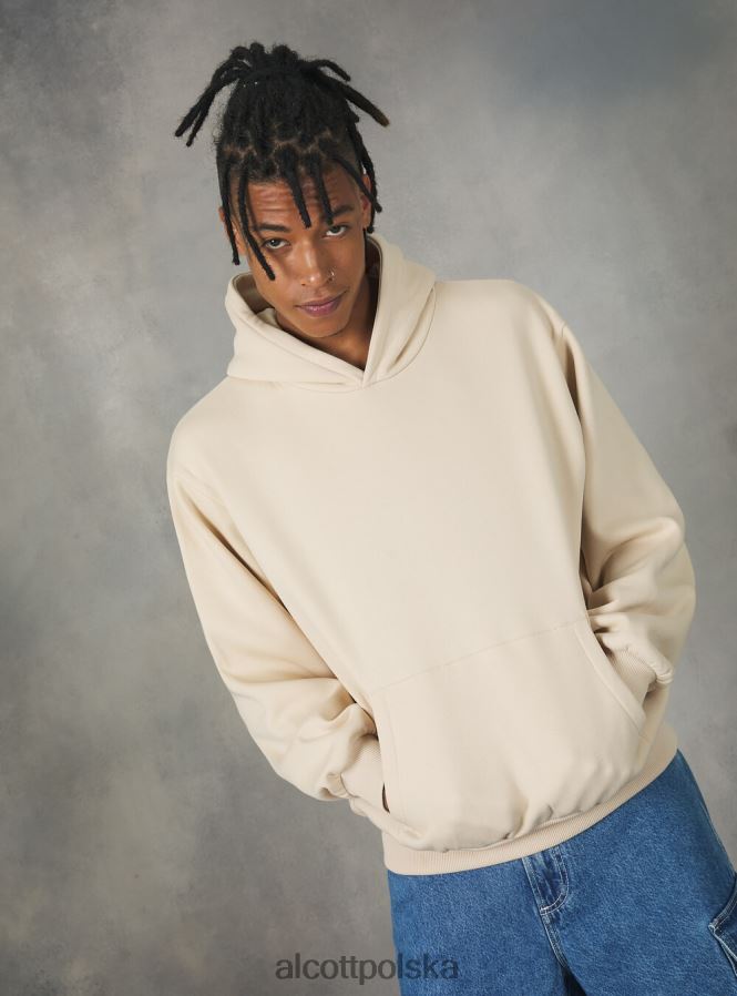 odzież Alcott Bluza z kapturem o pudełkowym kroju średni piasek sa2 mężczyźni 2TXFF6794